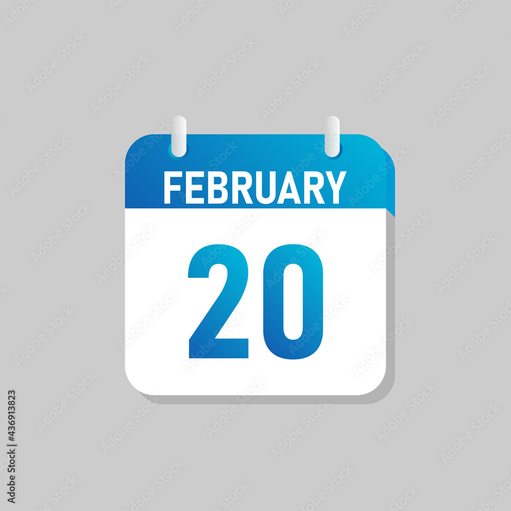 White daily calendar Icon February in a Flat Design style. Easy to edit Isolated vector Illustration. White daily calendar Icon February in a Flat Design style. Easy to edit Isolated vector Illustration.