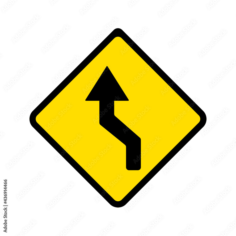 Left bend ahead traffic sign vector. Left bend ahead traffic sign vector.
