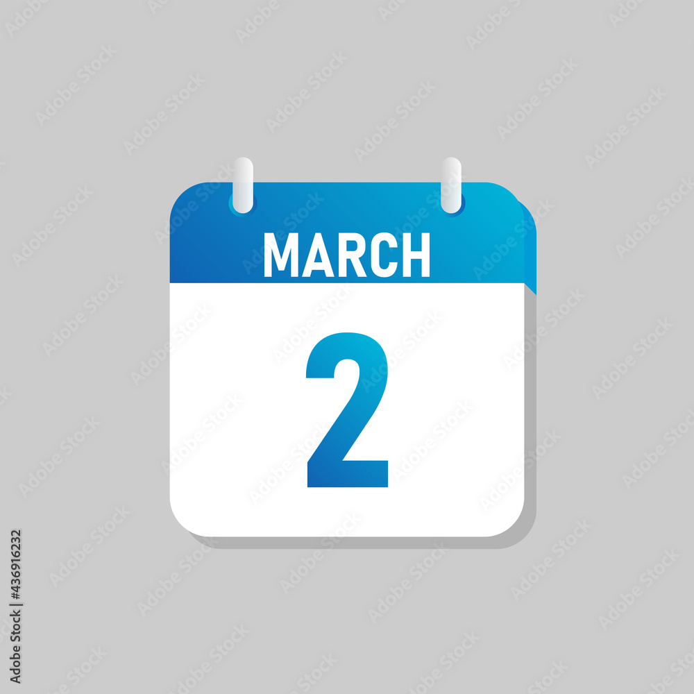 White daily calendar Icon March in a Flat Design style. Easy to edit Isolated vector Illustration. White daily calendar Icon March in a Flat Design style. Easy to edit Isolated vector Illustration.