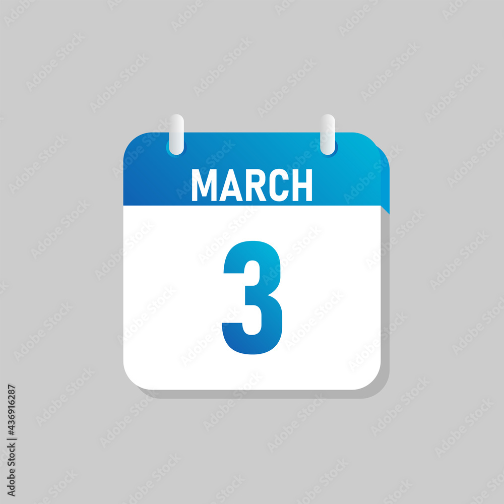 White daily calendar Icon March in a Flat Design style. Easy to edit Isolated vector Illustration. White daily calendar Icon March in a Flat Design style. Easy to edit Isolated vector Illustration.
