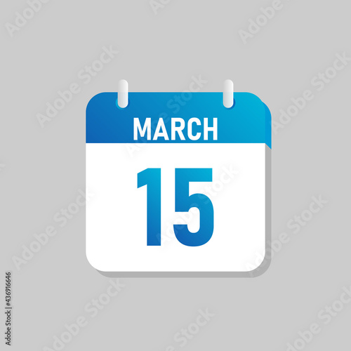 White daily calendar Icon March in a Flat Design style. Easy to edit Isolated vector Illustration.