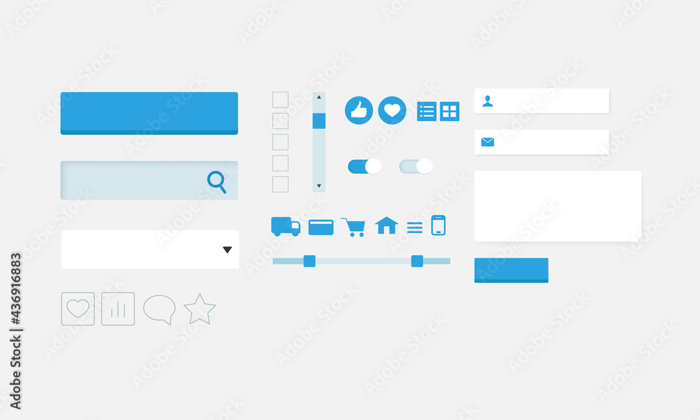 Graphic elements for website interface. Icons for website design. Vector icons for layout.