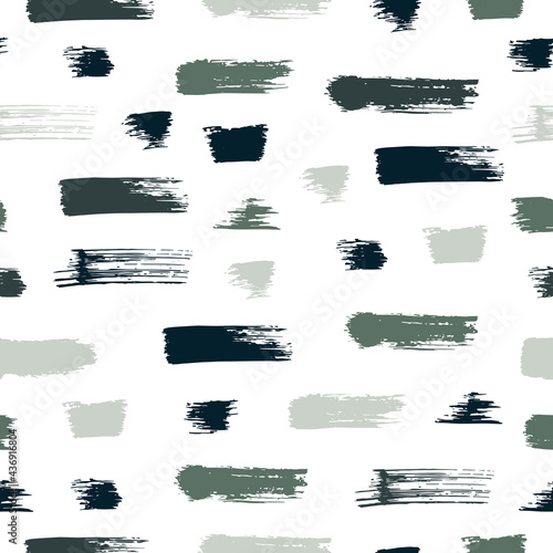 Vector seamless pattern with colored brush strokes on white background. Hand drawn brush smear, sloppy, stroke