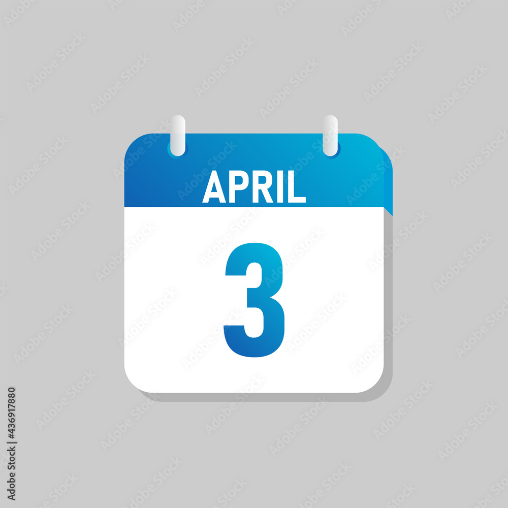 White daily calendar Icon April in a Flat Design style. Easy to edit Isolated vector Illustration. White daily calendar Icon April in a Flat Design style. Easy to edit Isolated vector Illustration.