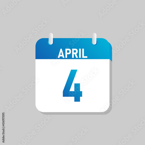 White daily calendar Icon April in a Flat Design style. Easy to edit Isolated vector Illustration.