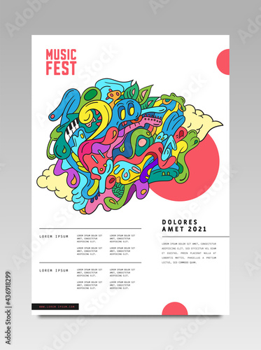 Music festival illustration design poster for party and event. Vector abstract illustration music for background and wallpaper.