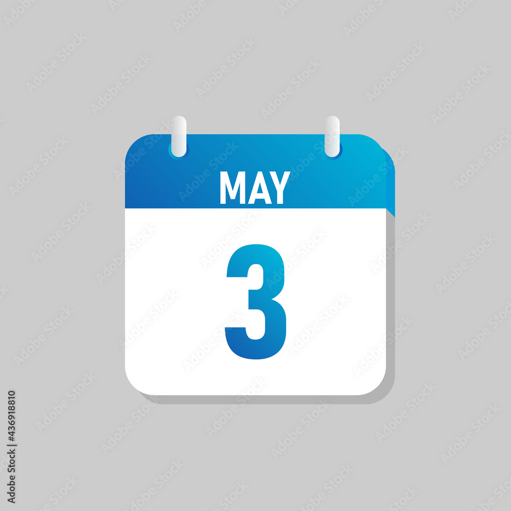 White daily calendar Icon May in a Flat Design style. Easy to edit Isolated vector Illustration. White daily calendar Icon May in a Flat Design style. Easy to edit Isolated vector Illustration.