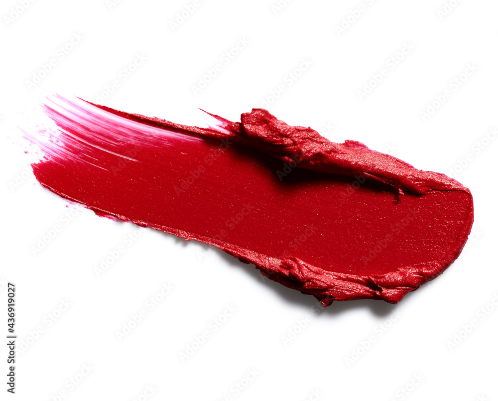 Red lipstick stroke isolated on white background