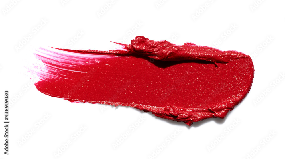 Fototapeta premium Red lipstick smear isolated on white background