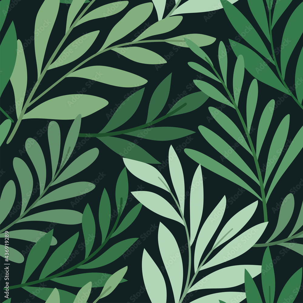 Floral vector seamless pattern. Delicate botanical wallpaper. Repeatable background with leaves. Floral vector seamless pattern. Delicate botanical wallpaper. Repeatable background with leaves.