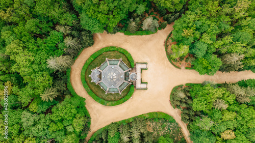 Bild auf Leinwand Aerial drone view of Schwarzenberg Tomb near Trebon, Czech Republic