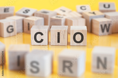 word cio written on wood blocks, concept photo