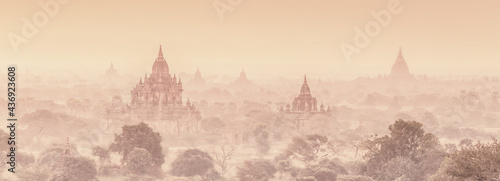 Canvas Temples of Bagan, Burma, Myanmar, Asia.