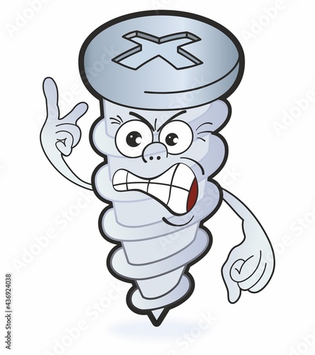 Screw. Cute Hand Drawn illustration, Screw character. cartoon mascot screw