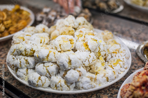 handful  of oriental sweets on the market in the old town in Marrakech photo