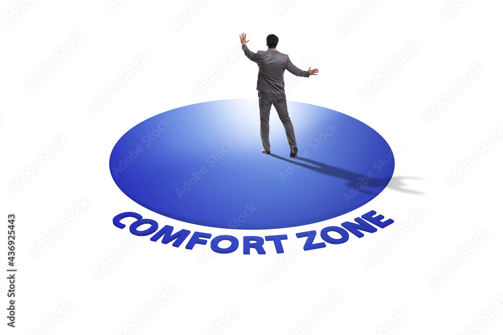 Businessman leaving his comfort zone Businessman leaving his comfort zone