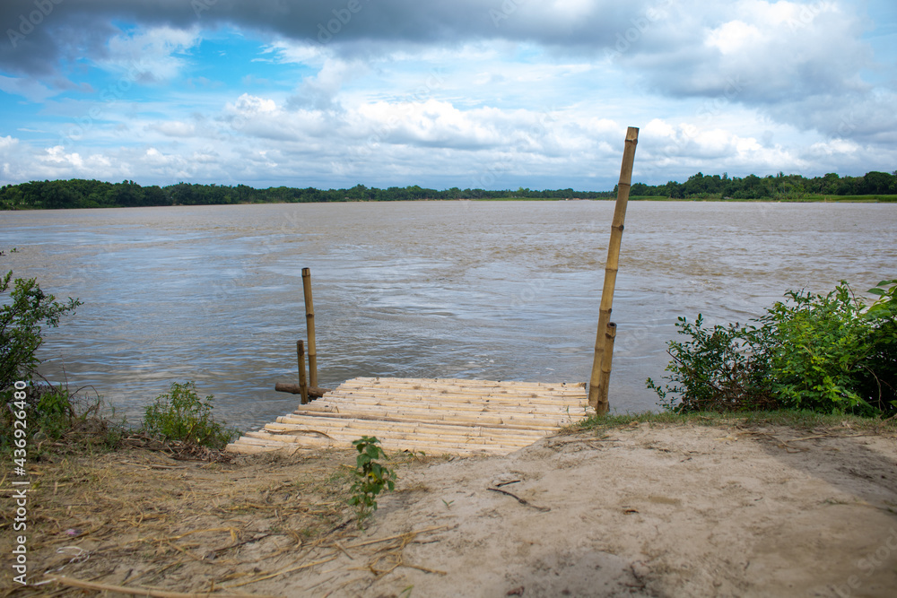 On the banks of the river Gorai. River crossing ghats. A beautiful river of Bangladesh.