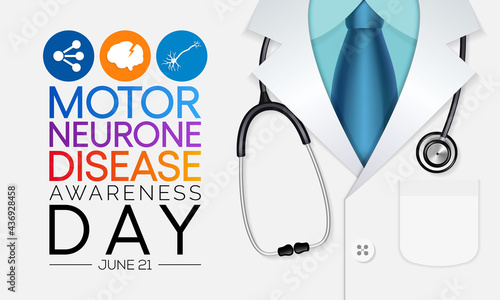 Motor neurone disease (MND) awareness day is observed every year on August 21. it is an uncommon condition that affects the brain and nerves. It causes weakness that gets worse over time. vector art