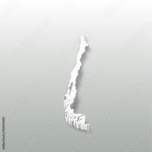 Chile - white 3D silhouette map of country area with dropped shadow on grey background. Simple flat vector illustration.