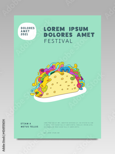 Food festival poster. Design with colorful abstract vector illustration.