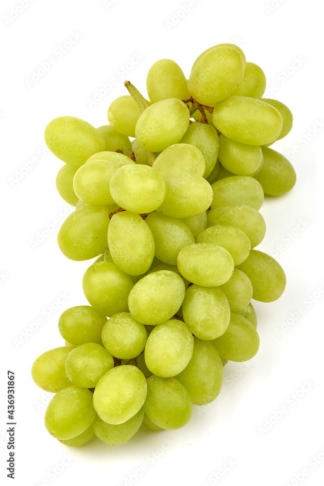 Fresh green grape, isolated on white background. High resolution image.