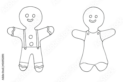Christmas gingerbread man. Vector illustration in doodle style.