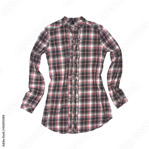 Colorful checkered female shirt isolated on white background