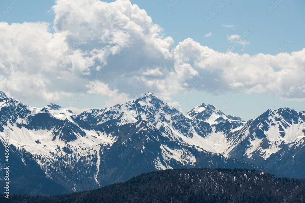 Landscape of mountains in spring in Rio di Pusteria, South Tyron, Italy.