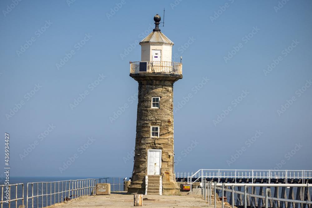Whitby Lighthouse, in Yorkshire, UK