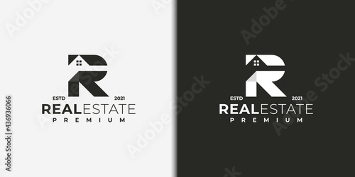 modern logo for real estate with letter R concept