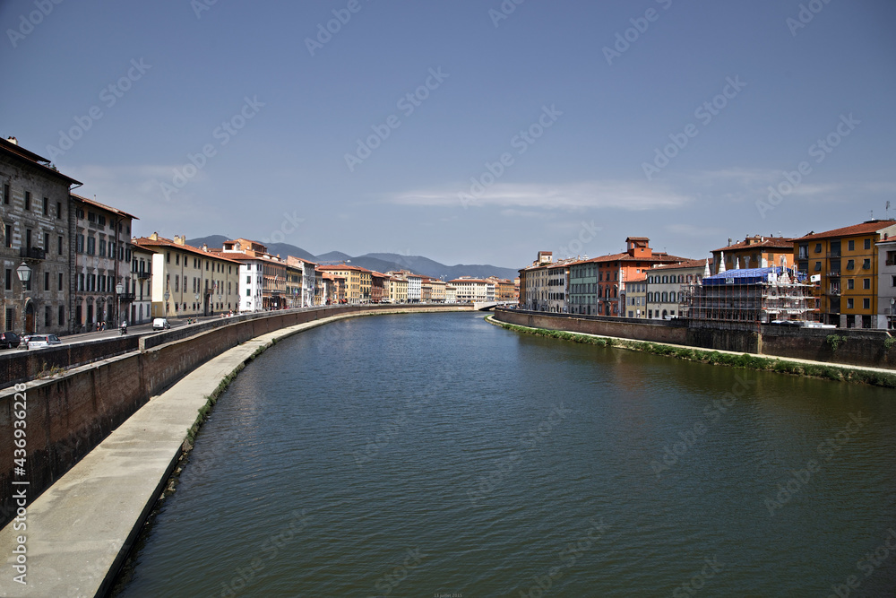 architecture on the river Arno in Pisa 