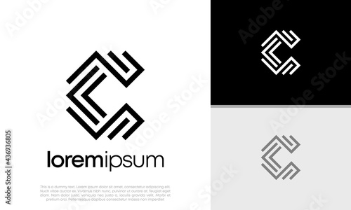 Innovative high tech logo template. Abstract artificial intelligence logo. Initial C logo design.