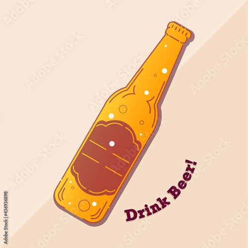 Bottle beer sticker drink alcohol liquid enjoy icon - Vector