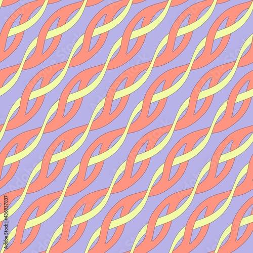 Seamless pattern. Intertwining. Wave ornament. Textile design. Template for fabric or wrapping. Pastel colors. Modern textile. Geometric. Stylish background. Abstract decor. Trends. Wallpapers.