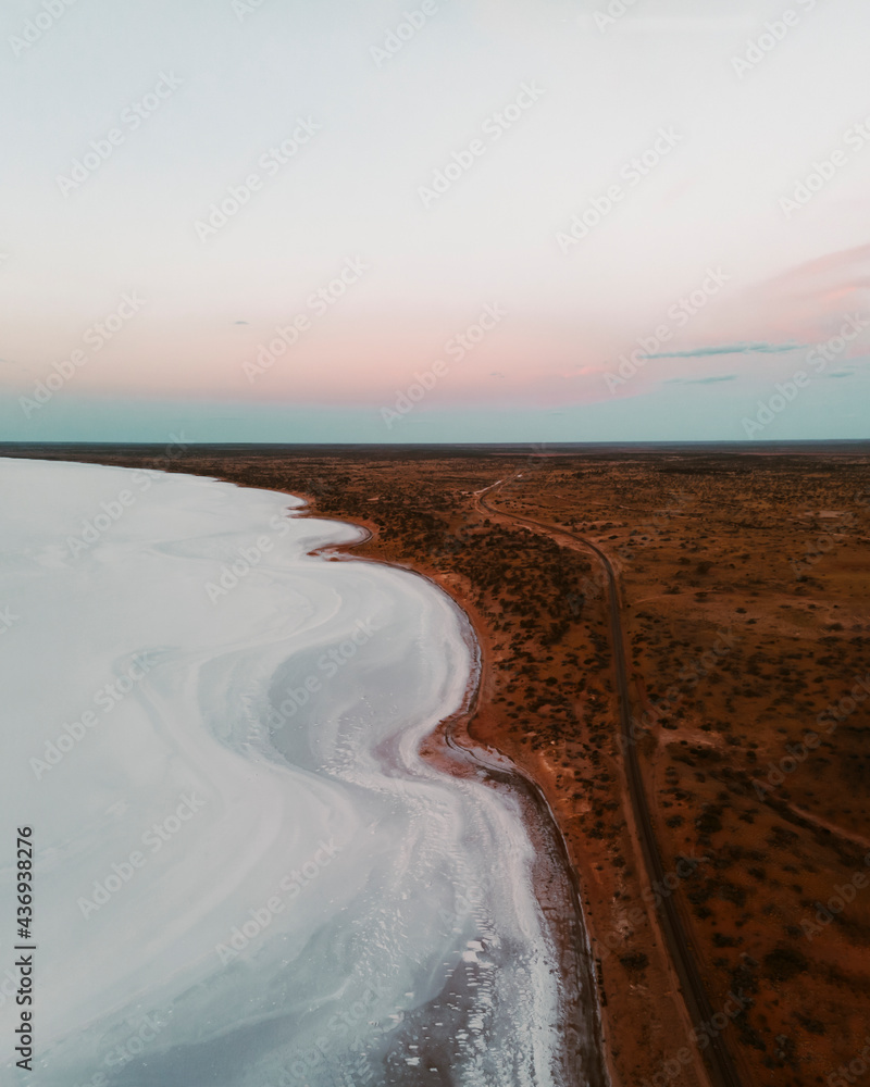 Aerial view of a salt lake called Lake Hart, South Australia, Australia. Aerial view of a salt lake called Lake Hart, South Australia, Australia.