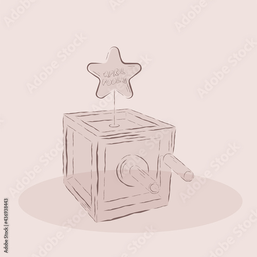 Isolated box star draw april fools humor icon- Vector