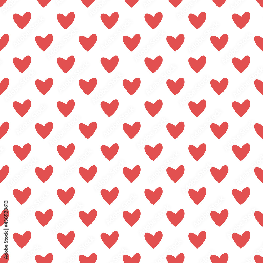Vector seamless polka dot pattern with hearts. Cute design for fabric, wrapping, wallpaper for Valentine's Day.
