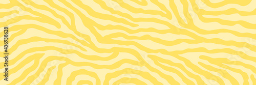 Vector abstract animalistic background. Freehand illustration of zebra skin print. Long horizontal banner.