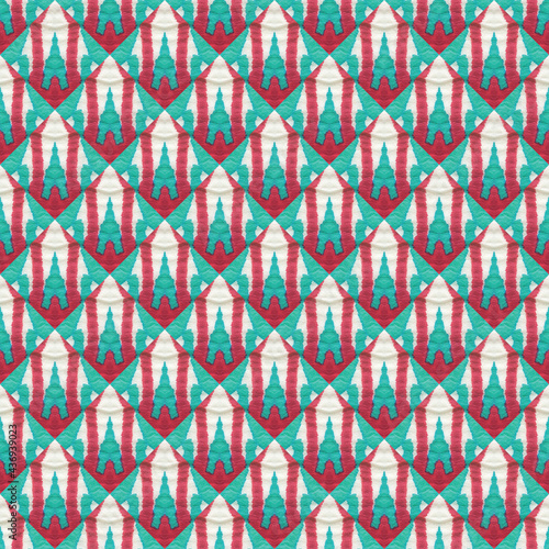 Japanese Watercolor Seamless Pattern. Tie-Dye, Wabi Sabi. Floral Geometric Female Summer Pattern. Geometric Hand Painted Fabric Design. Watercolor Brush Paint. Grunge Paint Brush Asiatic Teal.