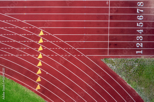 Aerial view of athletic track along the football field at Sebastian River High School in Vero beach, Florida, United States. photo