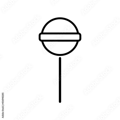 Candy sweet lollipop vector logo template. Candy bar line icon vector sign, linear outline logo design illustration shop icon isolated on white background