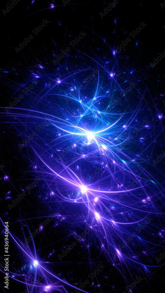 Fototapeta premium Abstract background, smooth multicolored lines on a black background.