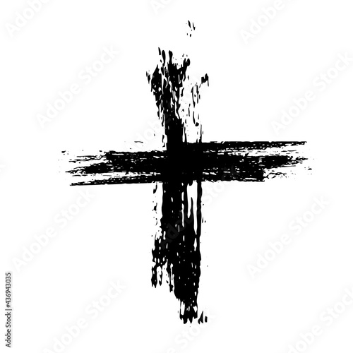 Black blotted cross. Vector illustration