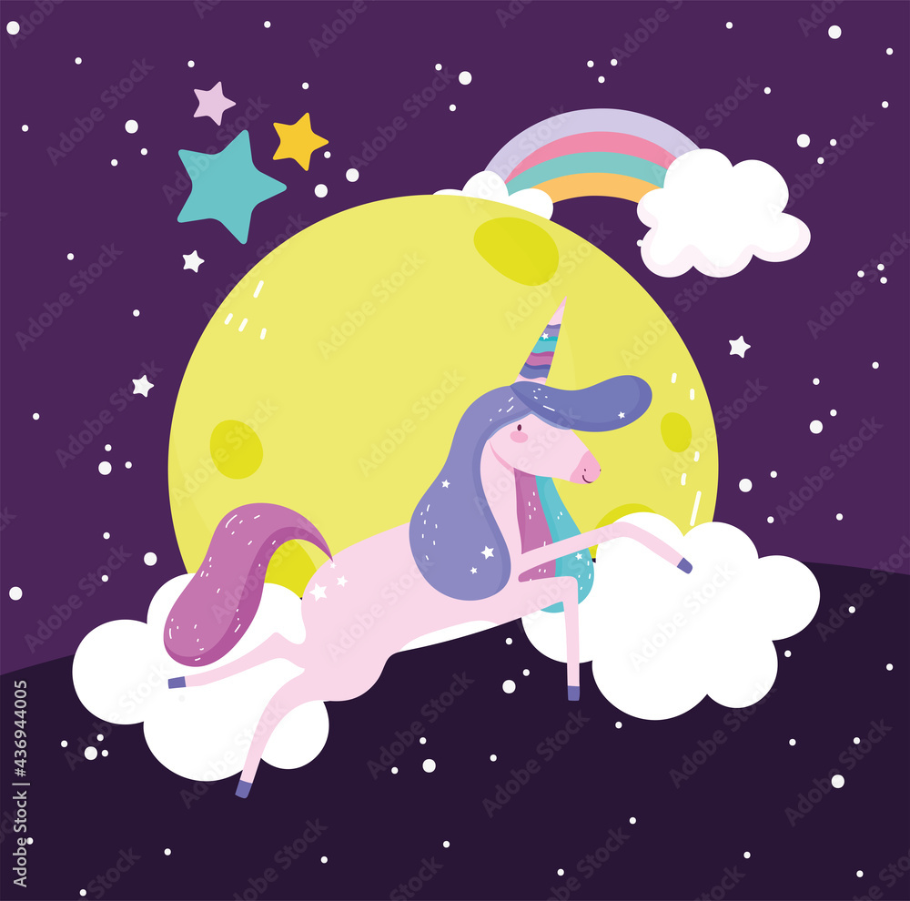 unicorn moon cartoon