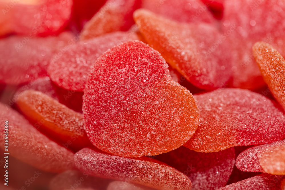 Red heart shaped jelly candies Red heart shaped jelly candies