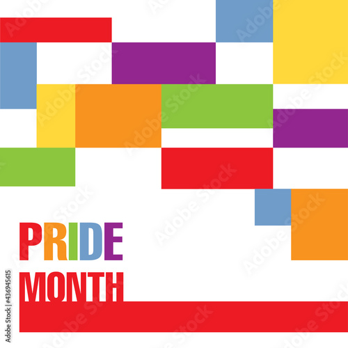 LGBT Pride Month in June. Lesbian Gay Bisexual Transgender. Celebrated annual. LGBT flag. Rainbow love concept. Human rights and tolerance. Poster, card, banner and background. Vector ilustration
