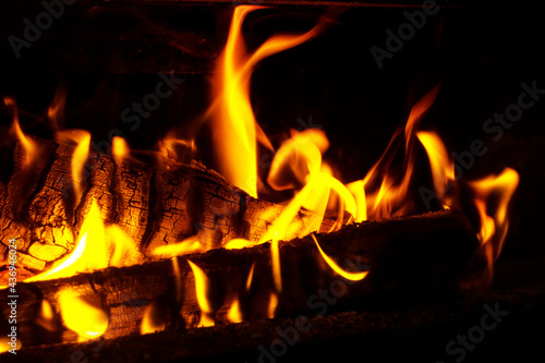 Fireplace with flames
