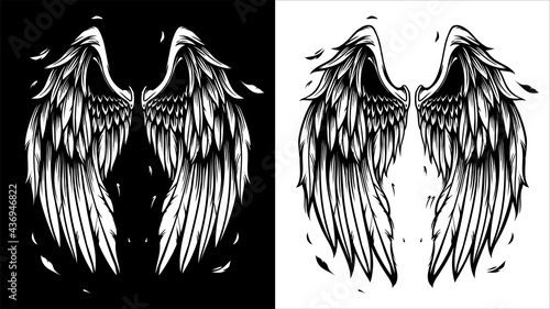 Wings Illustration in tattoo style photo
