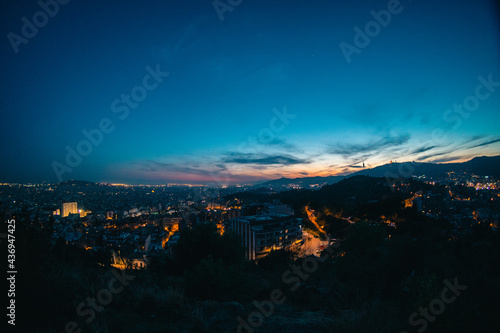 Fototapeta Naklejka Na Ścianę i Meble -  barcelona city with sunset