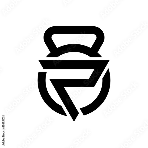 Fitness gym kettlebell logo wrapped with triangle initials P